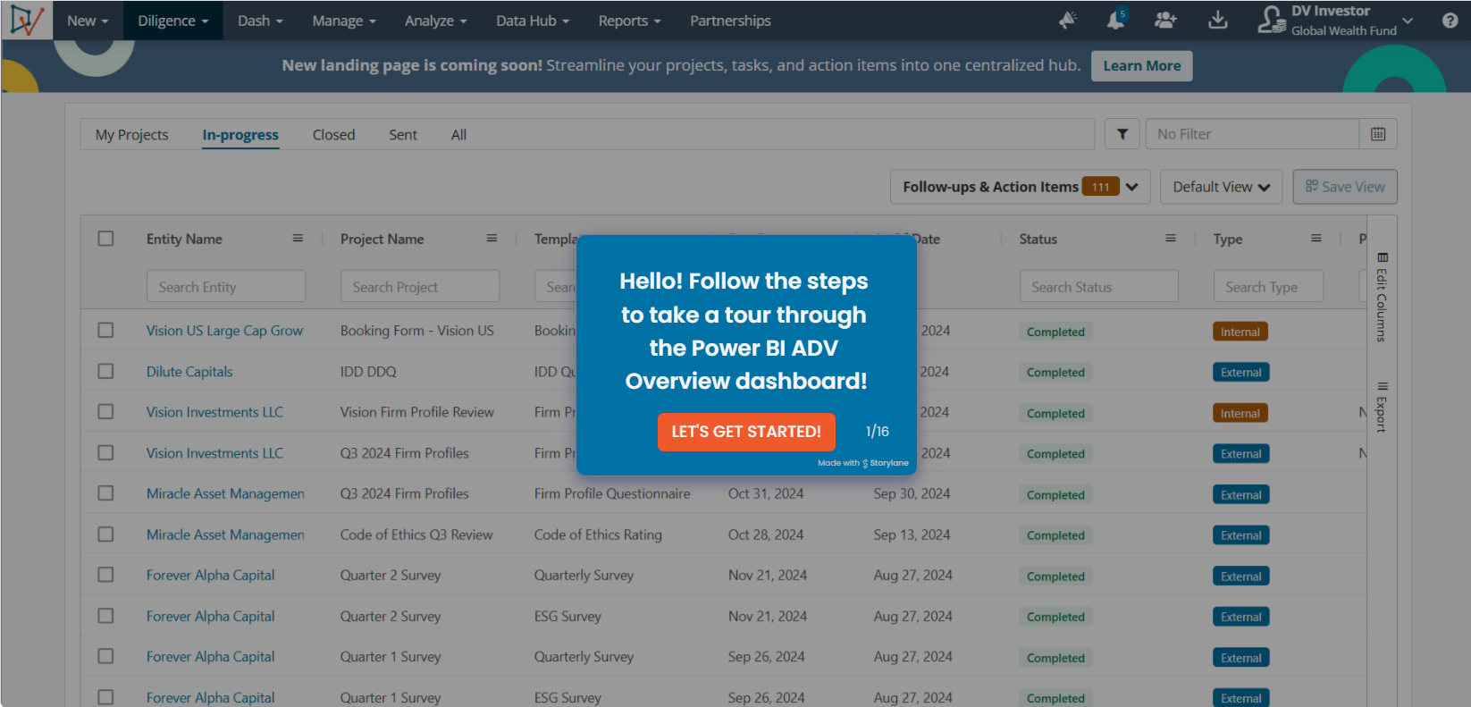 DiligenceVault - PowerBI: ADV Overview DiligenceVault - PowerBI: ADV Overview