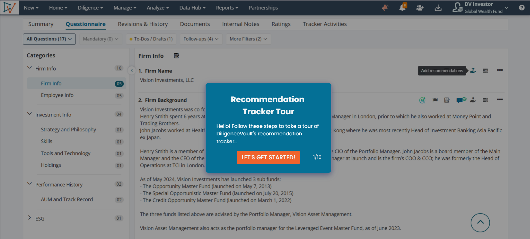 DiligenceVault-Recommendations Tracker DiligenceVault-Recommendations Tracker